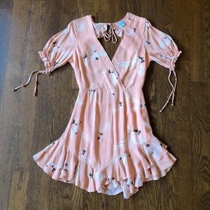 Peach Tie Back Mini Dress